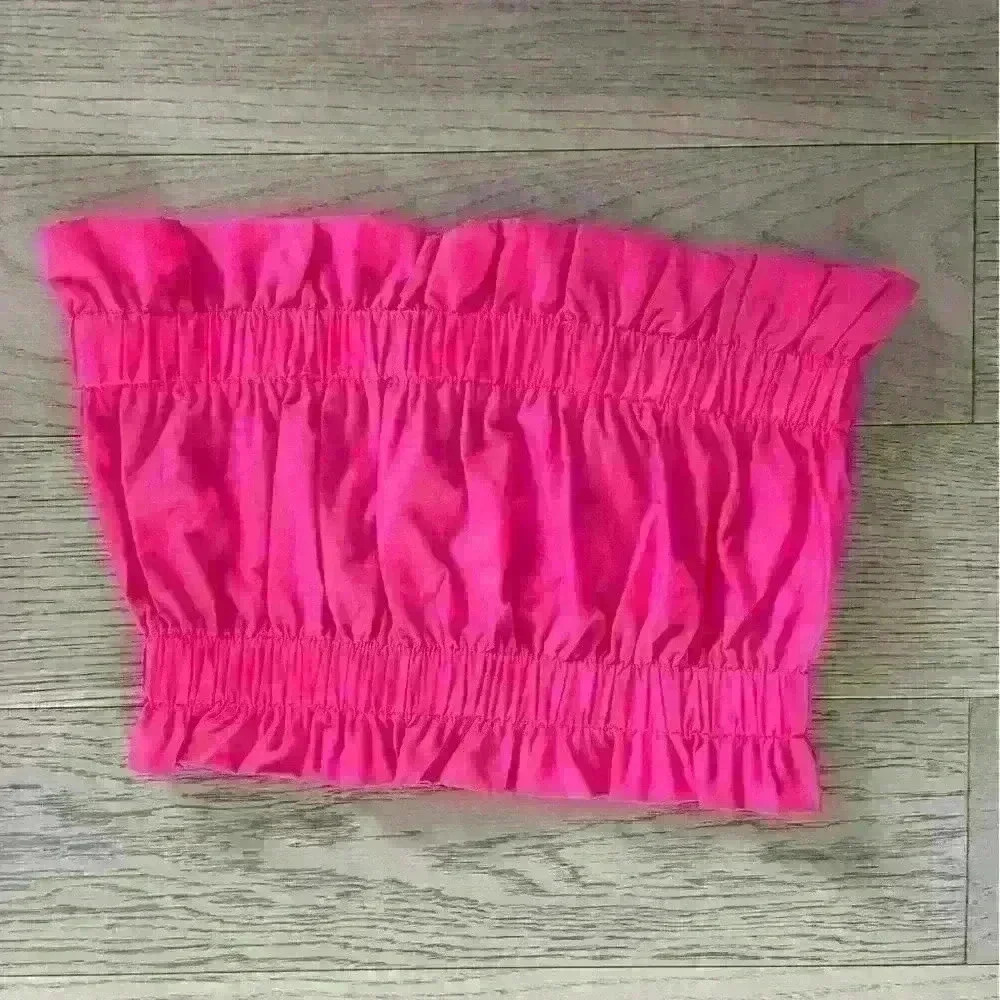 Hot Pink Strapless Crop Top